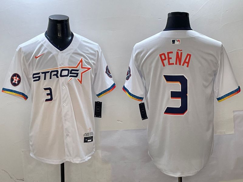Men Houston Astros #3 Pena White Fourth generation Joint Name 2025 Nike MLB Jersey style 6->houston astros->MLB Jersey